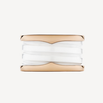 [Royal Top]ZERO 1 FOUR-BAND LOOPS AND WHITE CERAMIC SPIRAL PINK GOLD RING