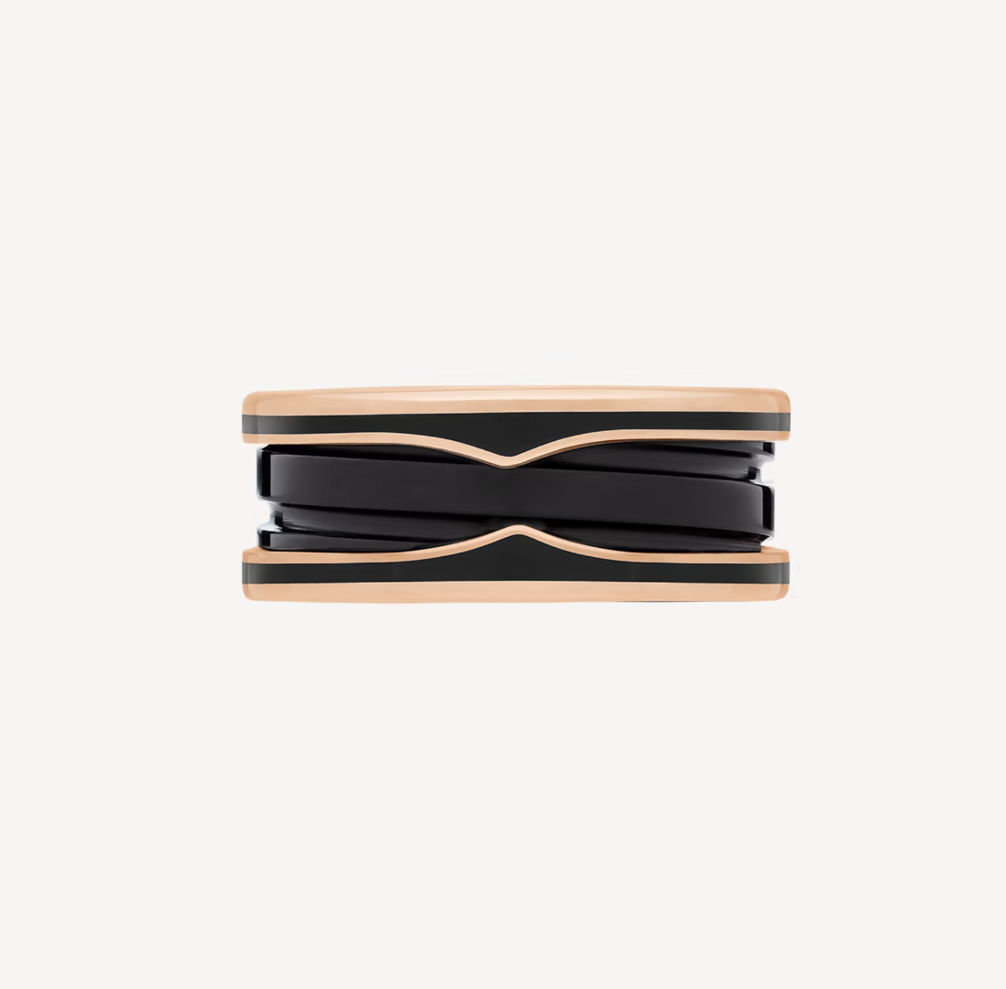 [Royal Top]ZERO 1 TWO-BAND WITH MATTE BLACK CERAMIC PINK GOLD RING