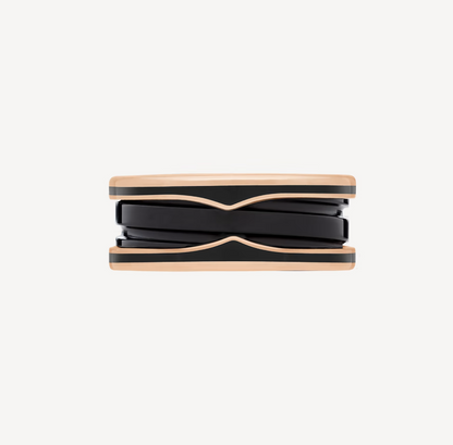 [Royal Top]ZERO 1 TWO-BAND WITH MATTE BLACK CERAMIC PINK GOLD RING