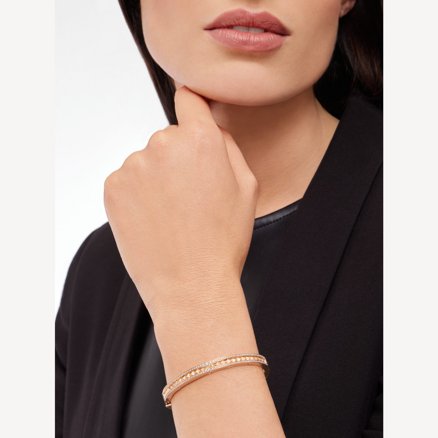 [Royal Top]ZERO 1 SPIRAL AND PAVED DIAMOND PINK GOLD BRACELET