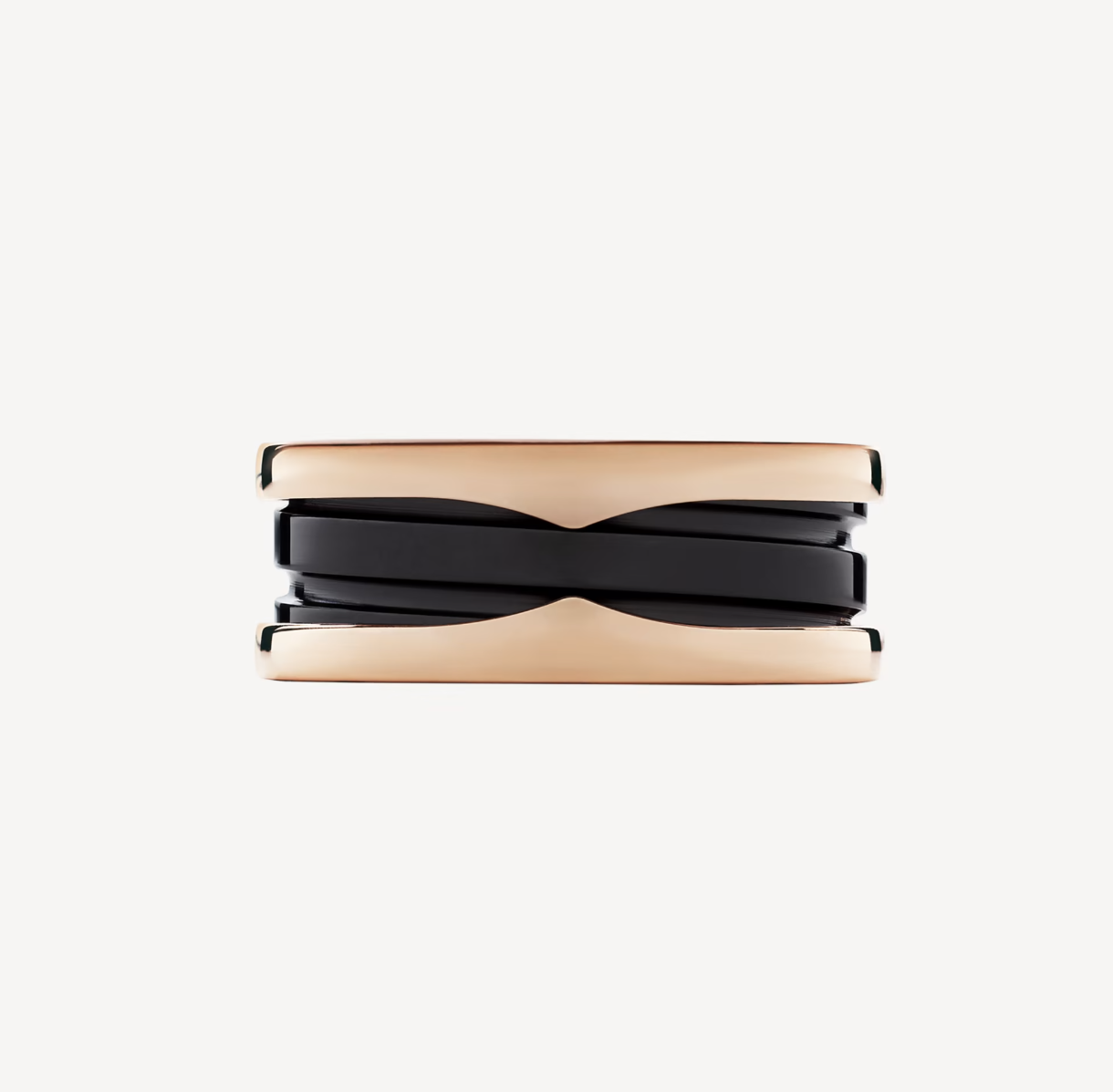 [Royal Top]ZERO 1 TWO-BAND LOOPS AND BLACK CERAMIC PINK GOLD RING