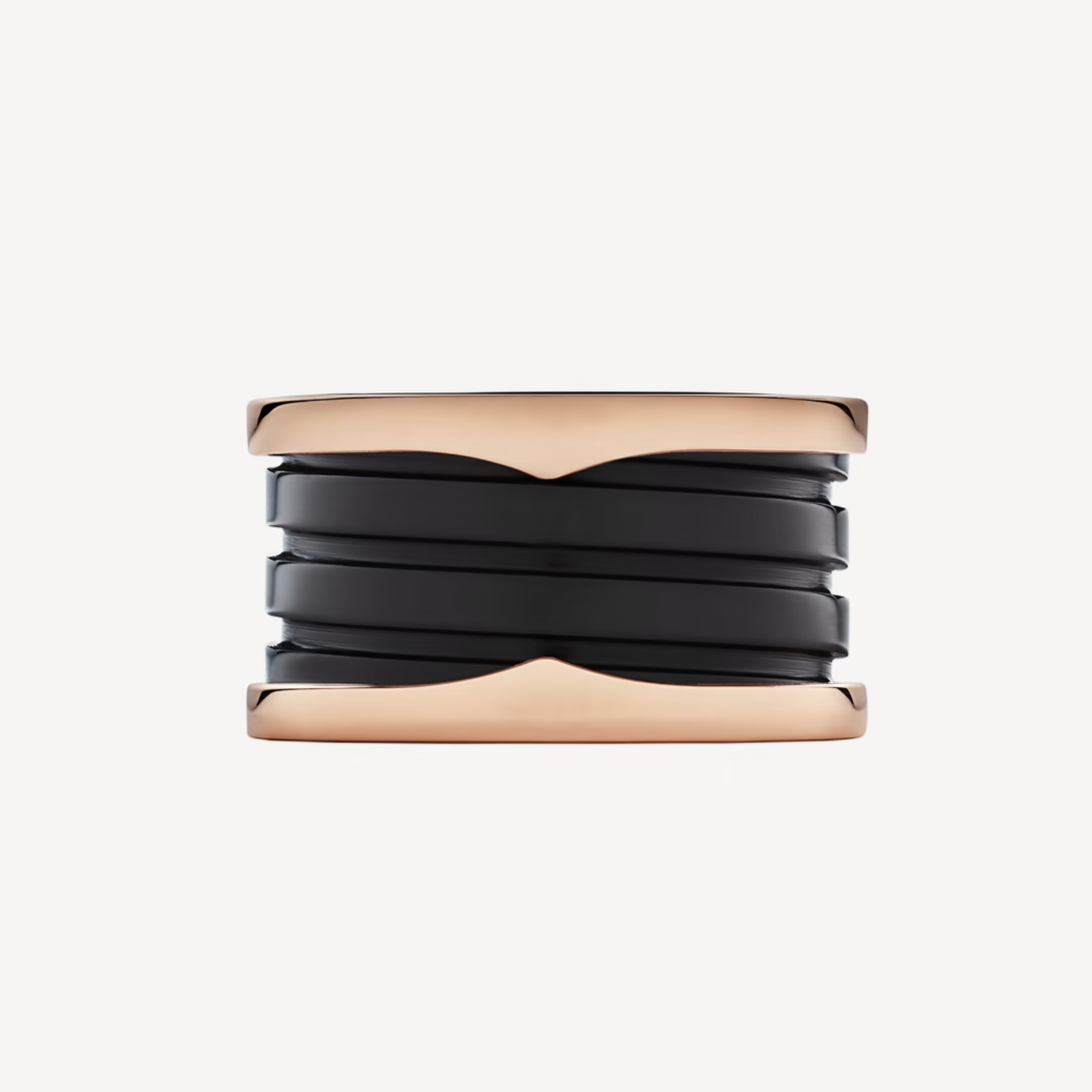 [Royal Top]ZERO 1 FOUR-BAND LOOPS AND BLACK CERAMIC SPIRAL PINK GOLD RING