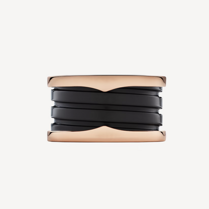 [Royal Top]ZERO 1 FOUR-BAND LOOPS AND BLACK CERAMIC SPIRAL PINK GOLD RING