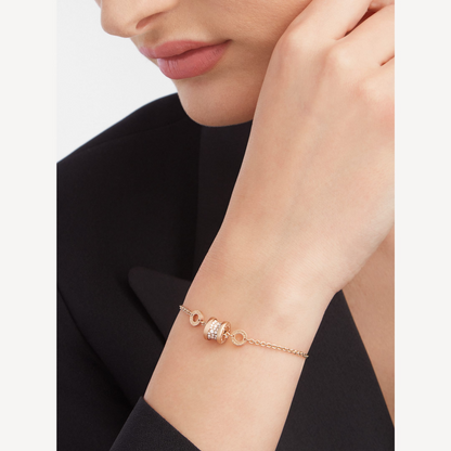 [Royal Top]ZERO 1 SOFT PINK GOLD WITH PAVED DIAMONDS ON THE SPIRAL BRACELET