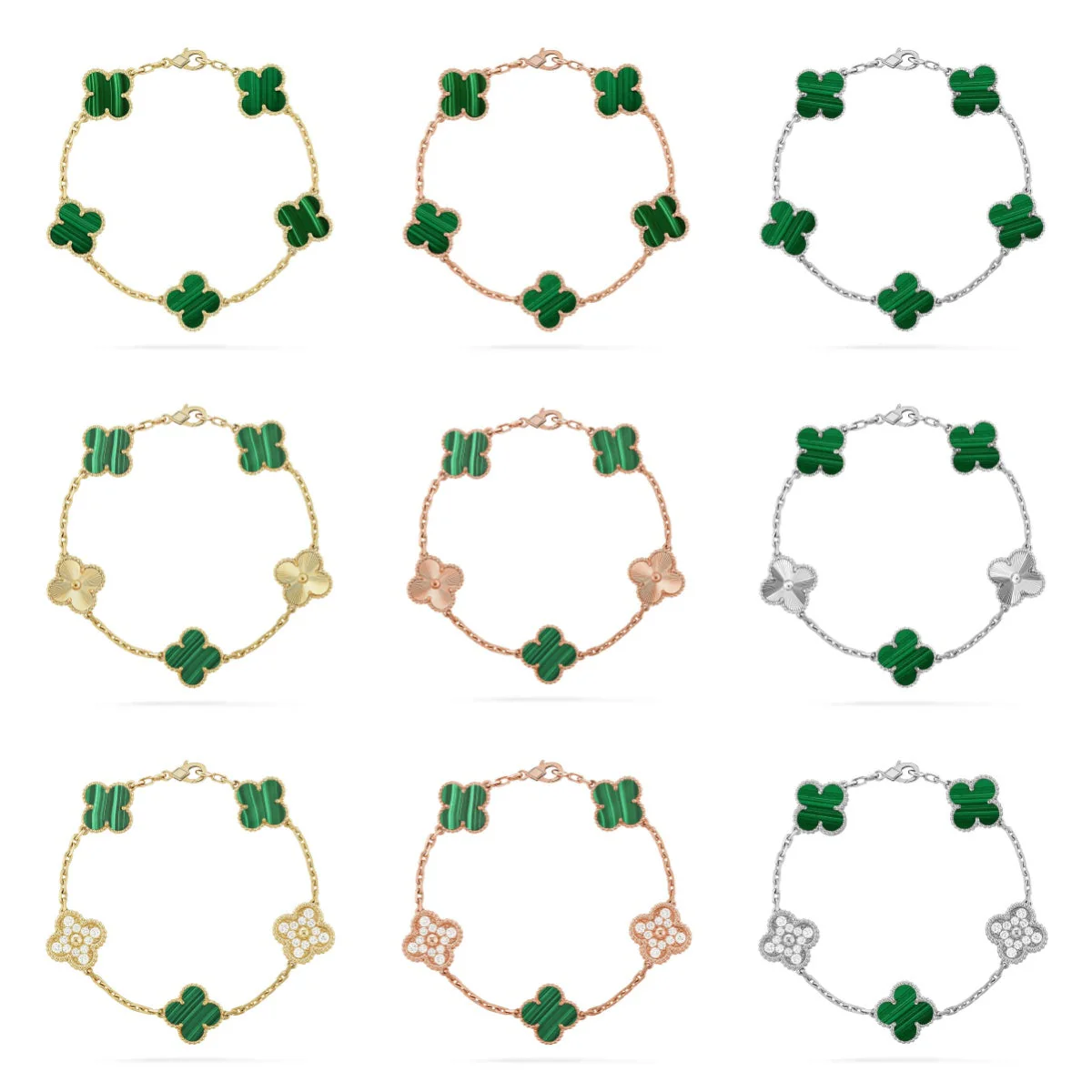 [Royal Top] CLOVER 5 MOTIF MALACHITE BRACELET COLLECTION