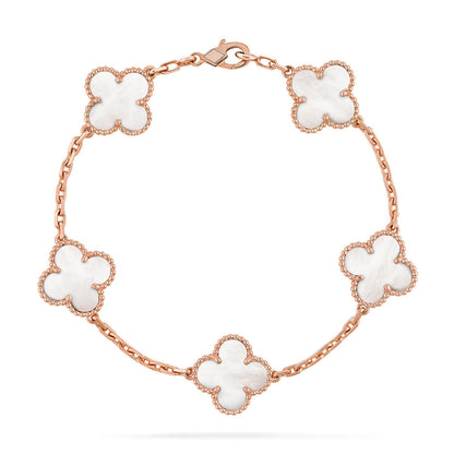 [Royal Top]CLOVER WHITE PEARL MOP 5 MOTIF BRACELET COLLECTION