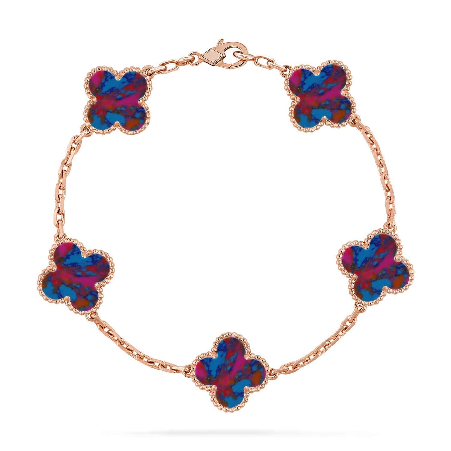 [Royal Top]CLOVER 5 MOTIF COLOR GEMSTONES BRACELET COLLECTION