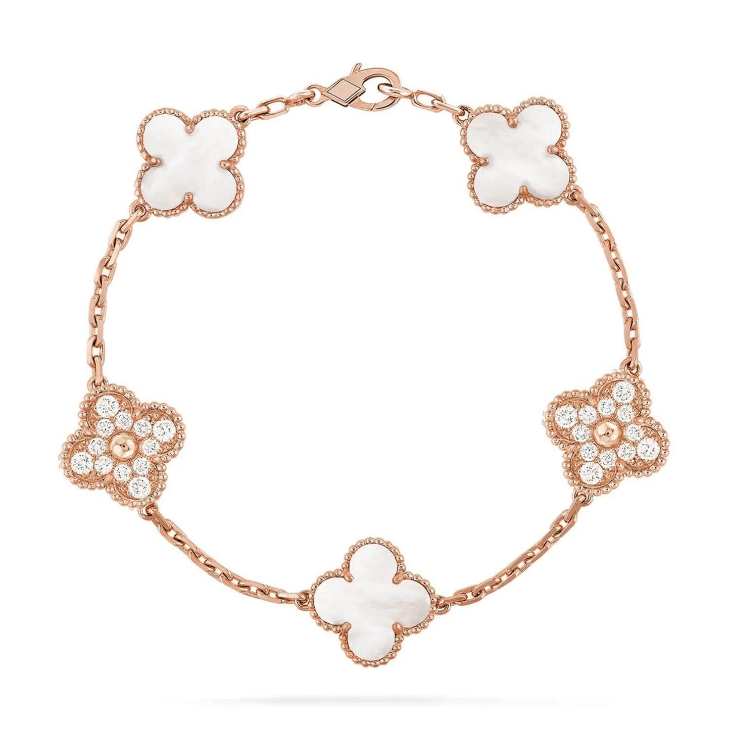 [Royal Top]CLOVER WHITE PEARL MOP 5 MOTIF BRACELET COLLECTION