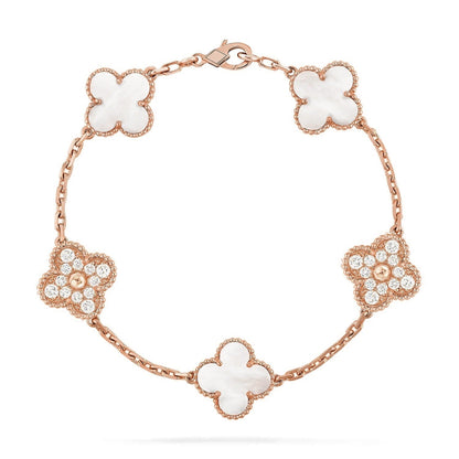 [Royal Top]CLOVER WHITE PEARL MOP 5 MOTIF BRACELET COLLECTION