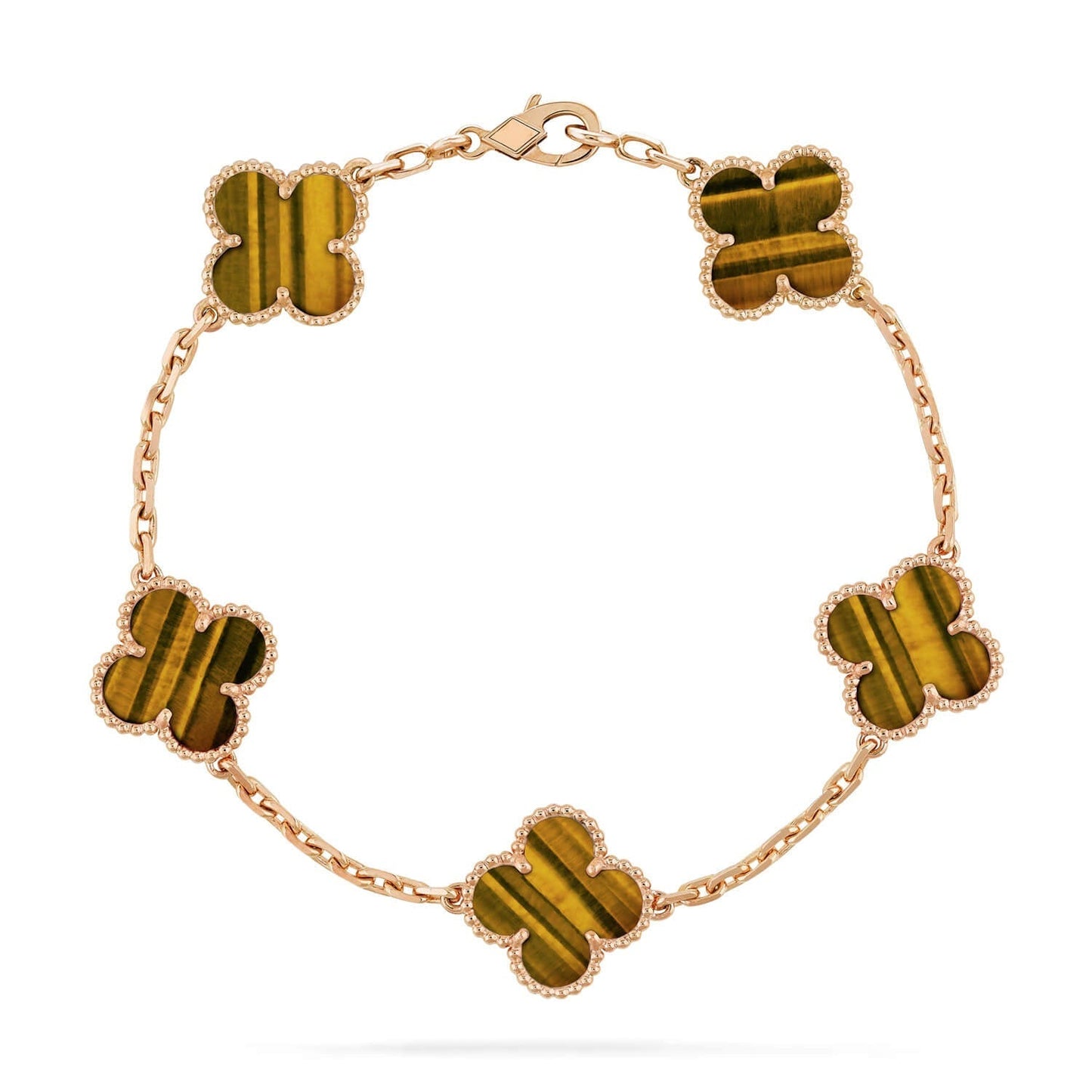 [Royal Top] CLOVER 5 MOTIFS TIGER EYE BRACELET COLLECTION