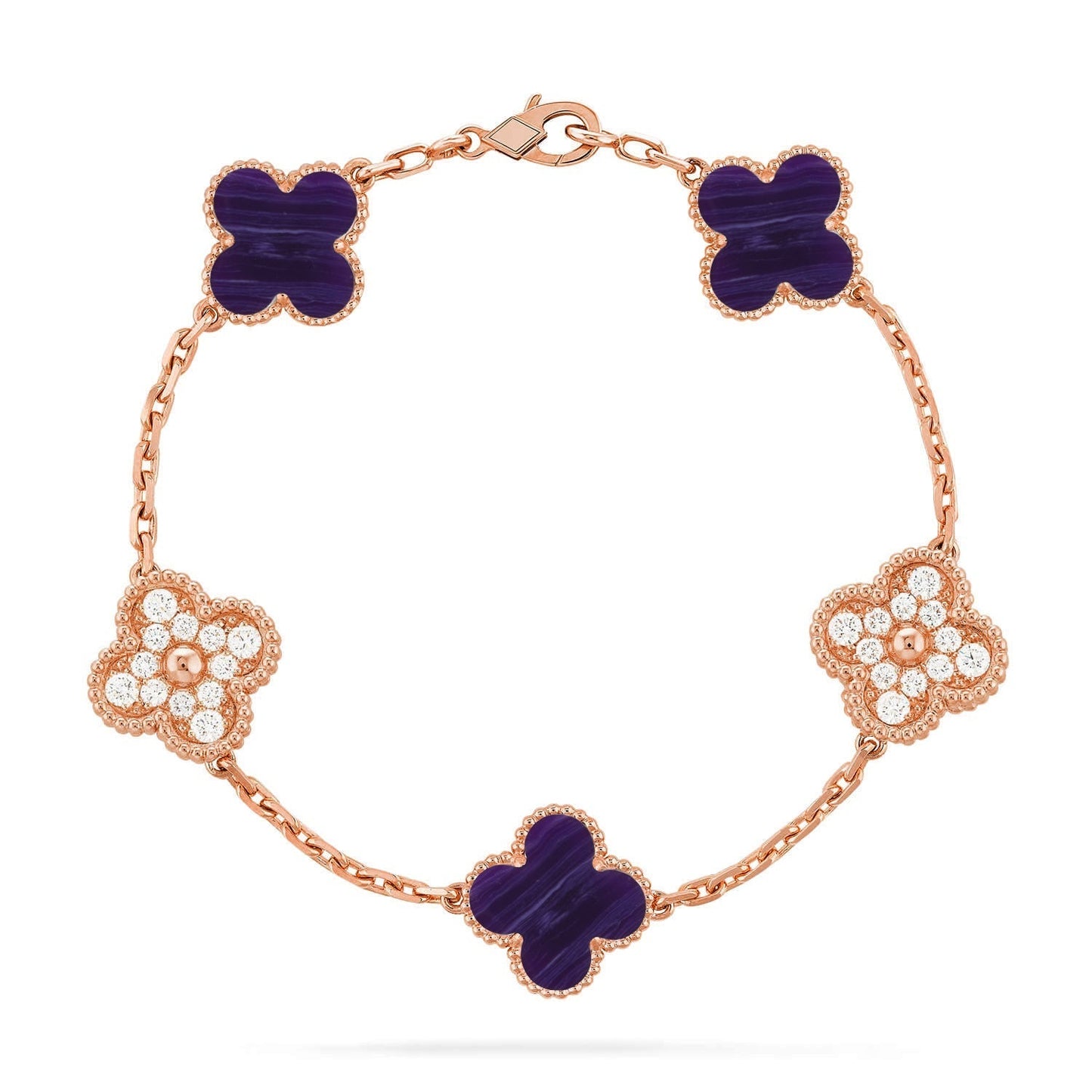 [Royal Top]CLOVER 5 MOTIF PURPLE STRIPES BRACELET COLLECTION