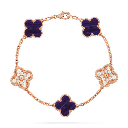 [Royal Top]CLOVER 5 MOTIF PURPLE STRIPES BRACELET COLLECTION