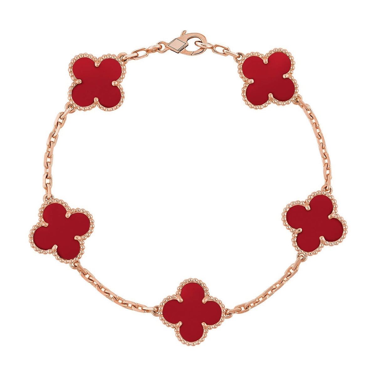 [Royal Top] CLOVER 5 MOTIF RED CORNELIAN BRACELET COLLECTION
