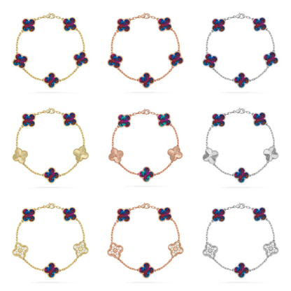 [Royal Top]CLOVER 5 MOTIF COLOR GEMSTONES BRACELET COLLECTION