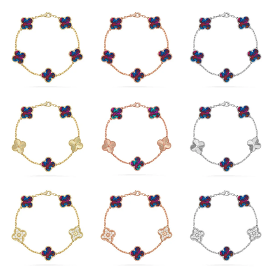 [Royal Top]CLOVER 5 MOTIF COLOR GEMSTONES BRACELET COLLECTION