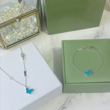 [Royal Top]BUTTERFLY TURQUOISE BUTTERFLY BRACELET SILVER
