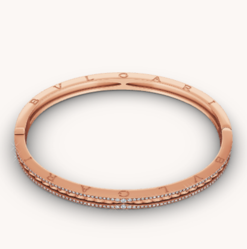 [Royal Top]ZERO 1 SPIRAL AND PAVED DIAMOND PINK GOLD BRACELET