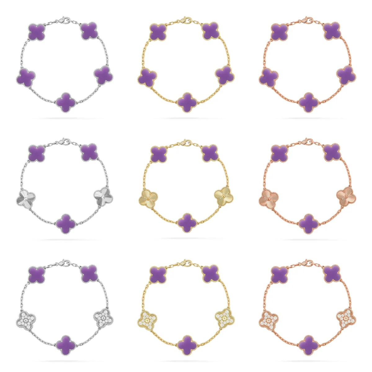 [Royal Top]CLOVER 5 MOTIF LIGHT PURPLE BRACELET COLLECTION