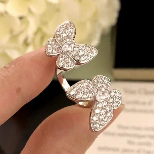 [Royal Top]TWIN SILVER BUTTERFLY DIAMOND RING