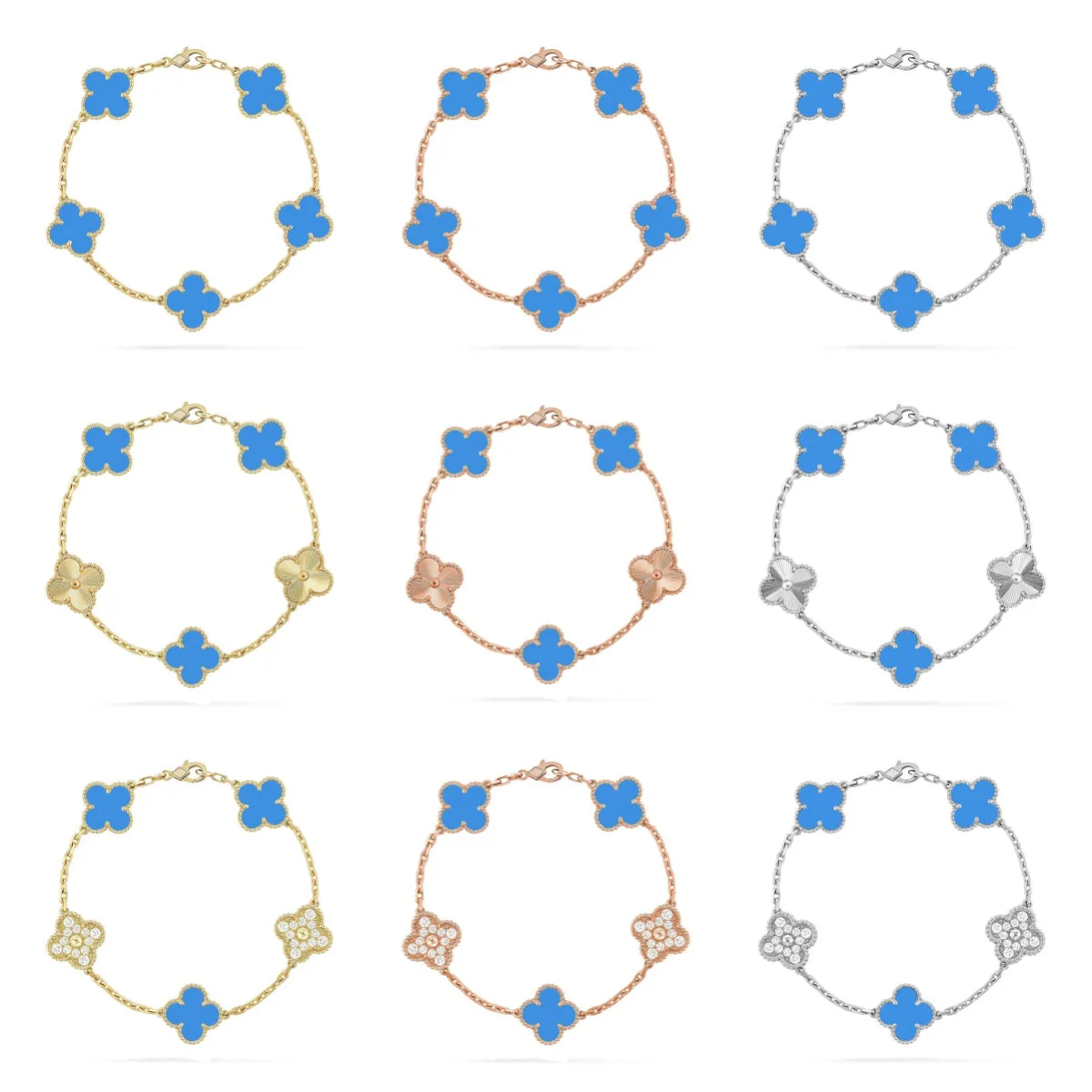 [Royal Top] CLOVER 5 MOTIF BLUE AGATE BRACELET COLLECTION
