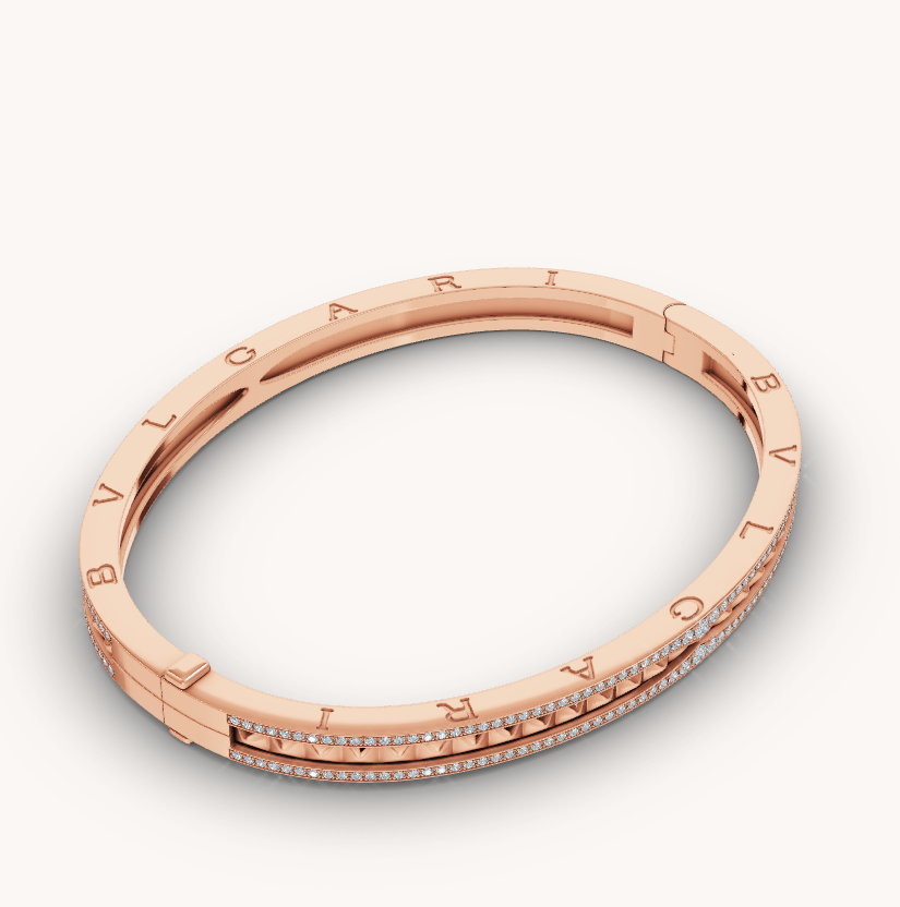 [Royal Top]ZERO 1 SPIRAL AND PAVED DIAMOND PINK GOLD BRACELET