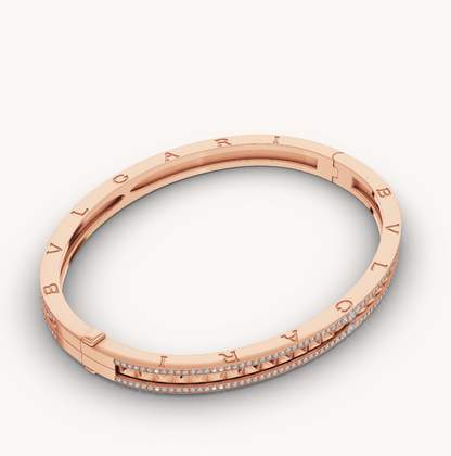 [Royal Top]ZERO 1 SPIRAL AND PAVED DIAMOND PINK GOLD BRACELET