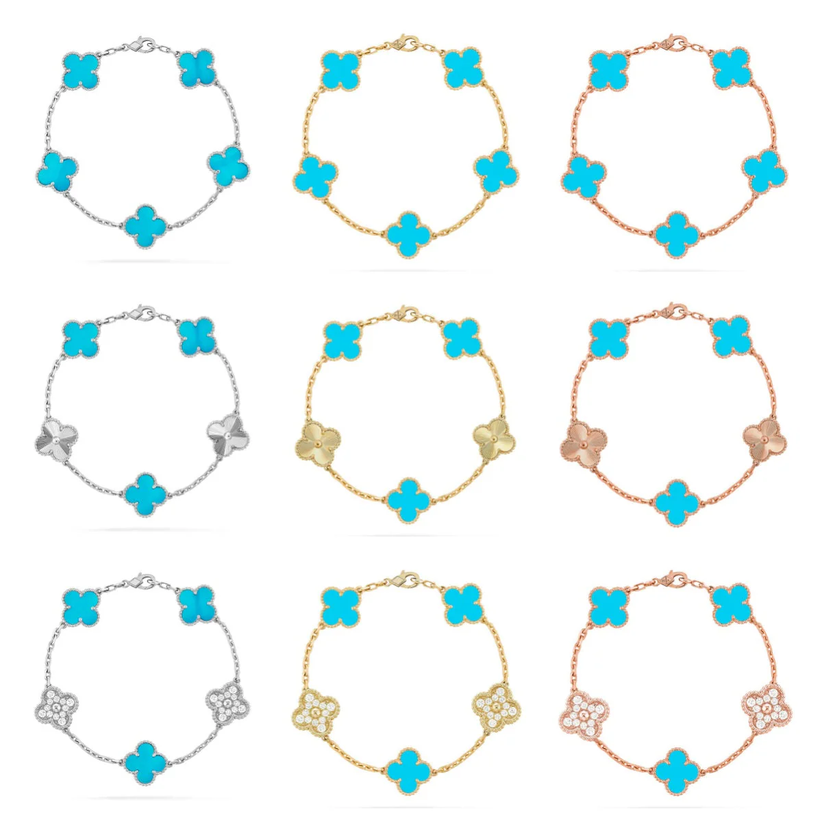 [Royal Top] CLOVER 5 MOTIF TURQUOISE BRACELET COLLECTION