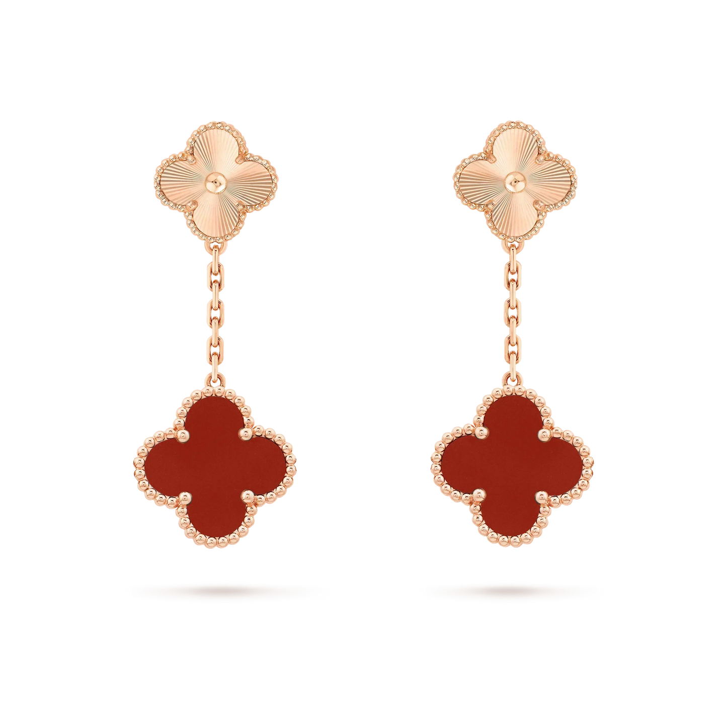 [Royal Top]CLOVER 2 MOTIF  LASER CARNELIAN EARRINGS