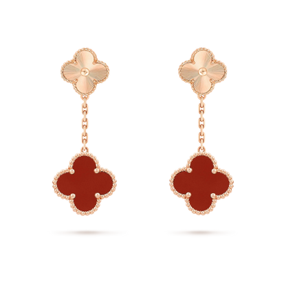 [Royal Top]CLOVER 2 MOTIF  LASER CARNELIAN EARRINGS