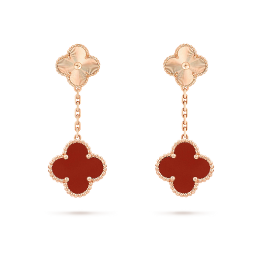 [Royal Top]CLOVER 2 MOTIF  LASER CARNELIAN EARRINGS