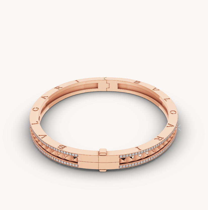[Royal Top]ZERO 1 SPIRAL AND PAVED DIAMOND PINK GOLD BRACELET