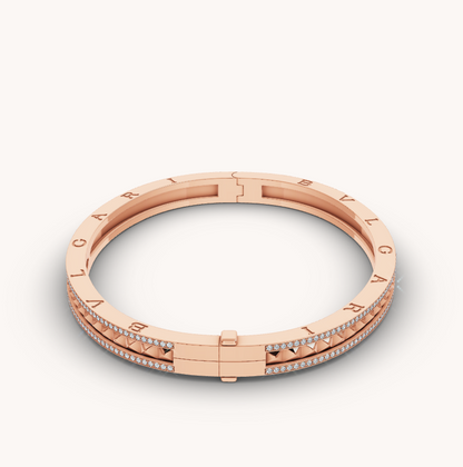 [Royal Top]ZERO 1 SPIRAL AND PAVED DIAMOND PINK GOLD BRACELET