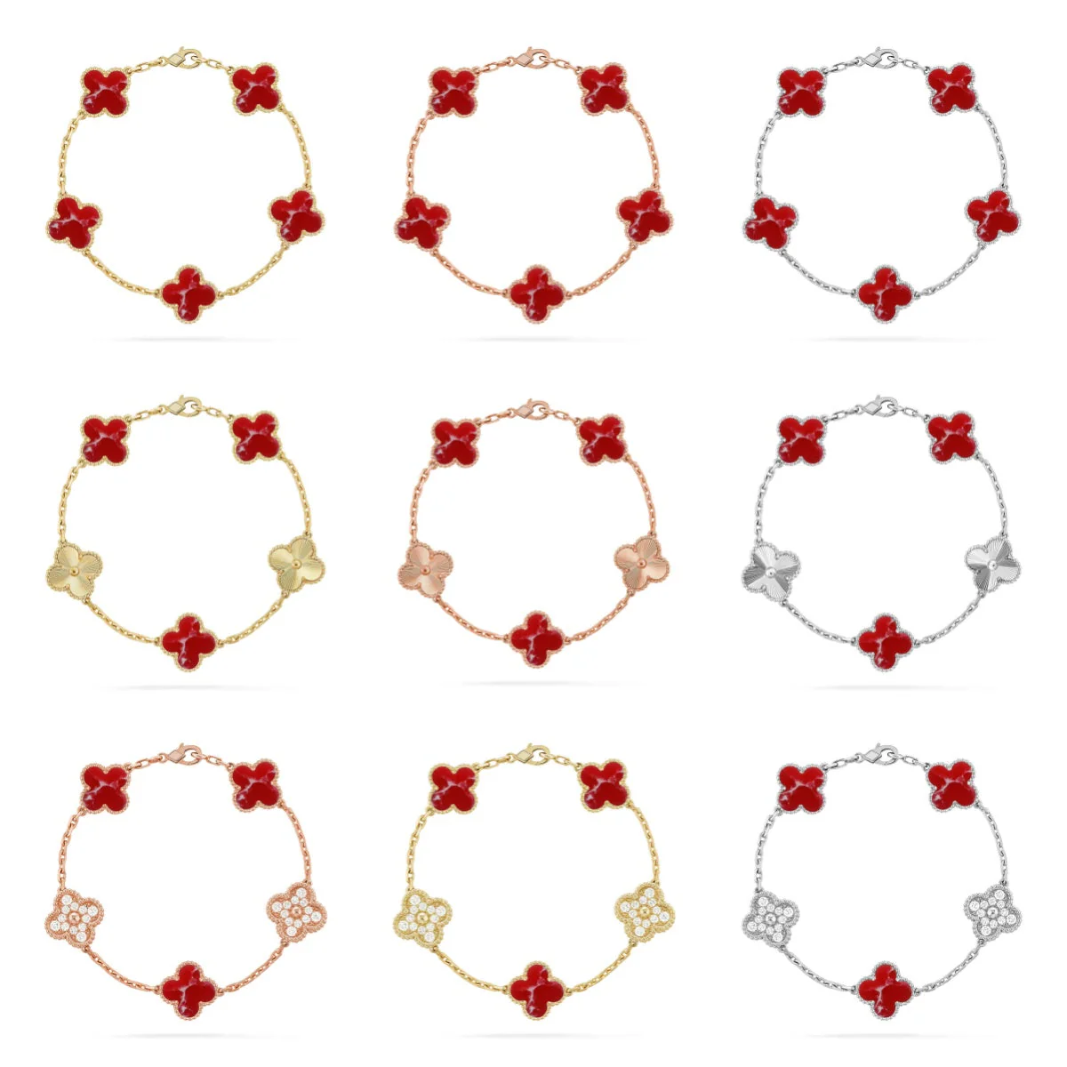 [Royal Top]CLOVER 5 MOTIF RED PATTERN BRACELET COLLECTION