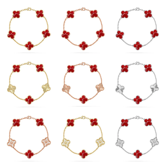 [Royal Top]CLOVER 5 MOTIF RED PATTERN BRACELET COLLECTION