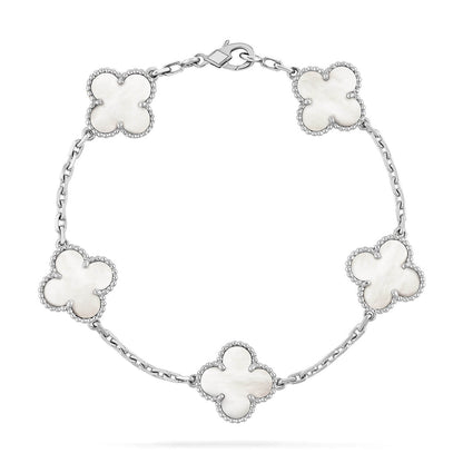 [Royal Top]CLOVER WHITE PEARL MOP 5 MOTIF BRACELET COLLECTION