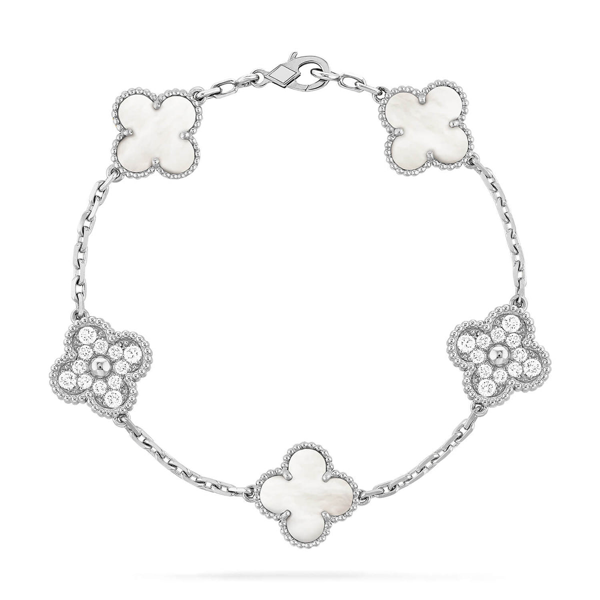 [Royal Top]CLOVER WHITE PEARL MOP 5 MOTIF BRACELET COLLECTION