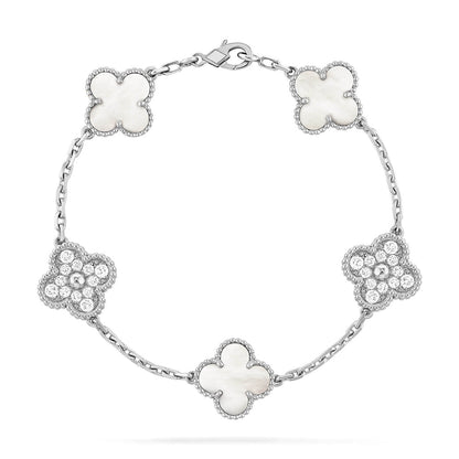 [Royal Top]CLOVER WHITE PEARL MOP 5 MOTIF BRACELET COLLECTION