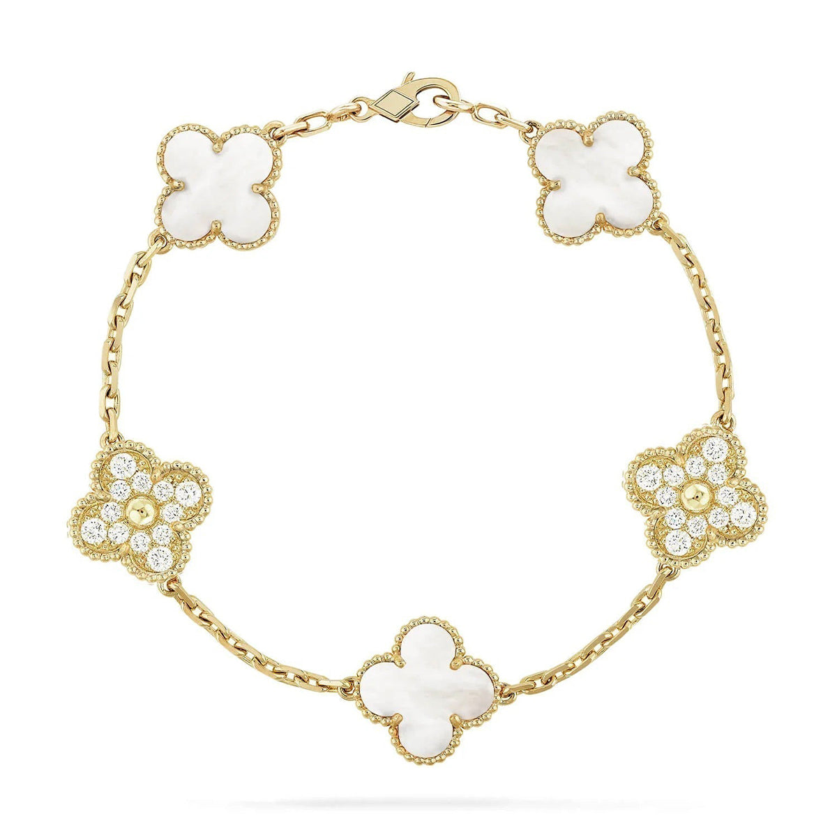 [Royal Top]CLOVER WHITE PEARL MOP 5 MOTIF BRACELET COLLECTION
