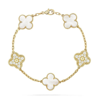 [Royal Top]CLOVER WHITE PEARL MOP 5 MOTIF BRACELET COLLECTION