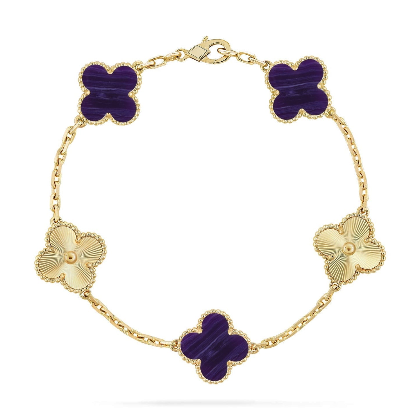 [Royal Top]CLOVER 5 MOTIF PURPLE STRIPES BRACELET COLLECTION