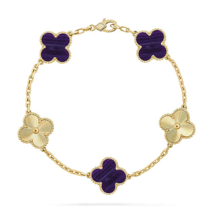 [Royal Top]CLOVER 5 MOTIF PURPLE STRIPES BRACELET COLLECTION