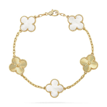 [Royal Top]CLOVER WHITE PEARL MOP 5 MOTIF BRACELET COLLECTION