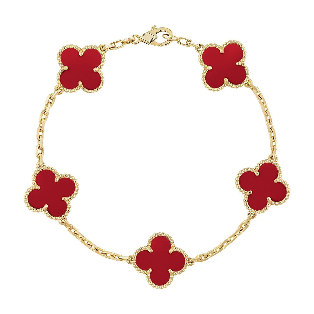 [Royal Top] CLOVER 5 MOTIF RED CORNELIAN BRACELET COLLECTION