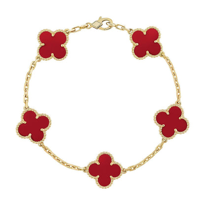 [Royal Top] CLOVER 5 MOTIF RED CORNELIAN BRACELET COLLECTION