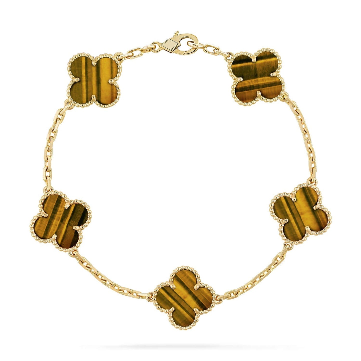 [Royal Top] CLOVER 5 MOTIFS TIGER EYE BRACELET COLLECTION