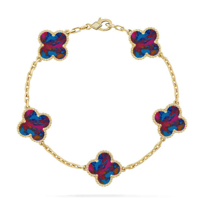 [Royal Top]CLOVER 5 MOTIF COLOR GEMSTONES BRACELET COLLECTION
