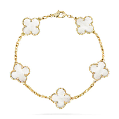[Royal Top]CLOVER WHITE PEARL MOP 5 MOTIF BRACELET COLLECTION
