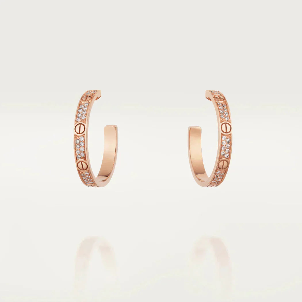 [Royal Top]LOVE DIAMOND PINK GOLD HOOP EARRINGS