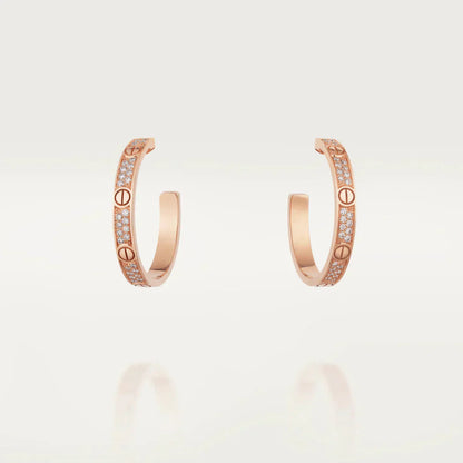 [Royal Top]LOVE DIAMOND PINK GOLD HOOP EARRINGS