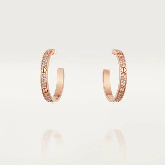 [Royal Top]LOVE DIAMOND PINK GOLD HOOP EARRINGS